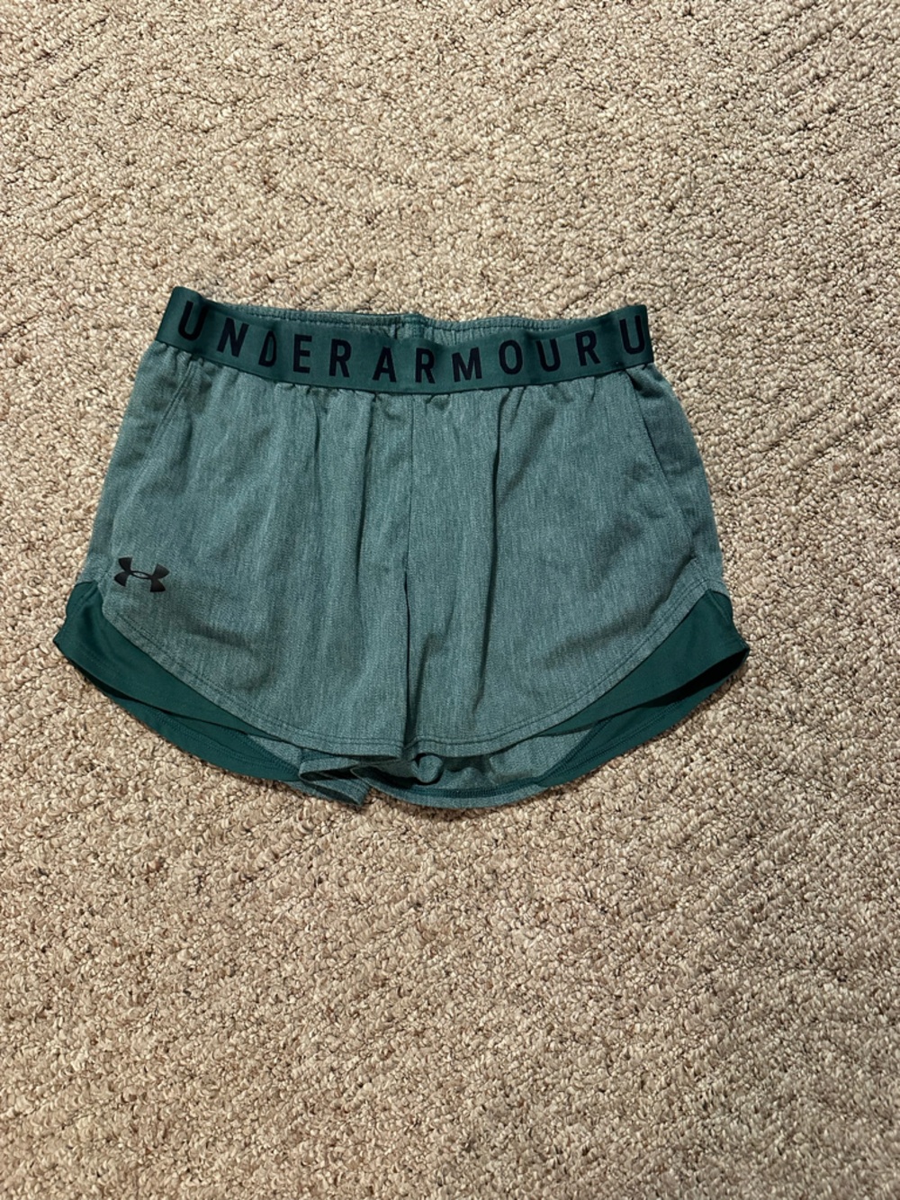 Under Armour Teal Green Women's Athletic Shorts with Logo Waistband